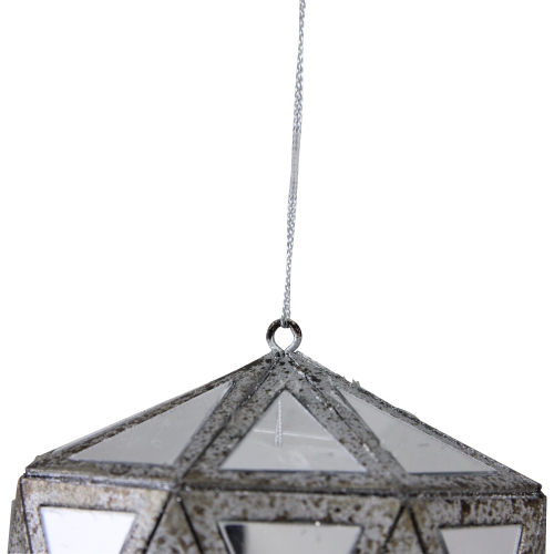 5.5" Gray and Clear Mirrored Geometric Drop Christmas Ornament
