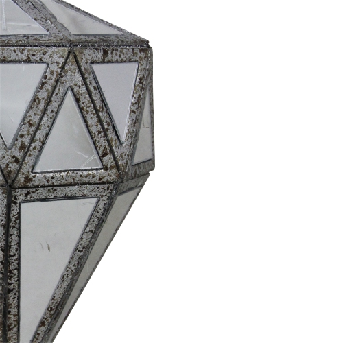 5.5" Gray and Clear Mirrored Geometric Drop Christmas Ornament