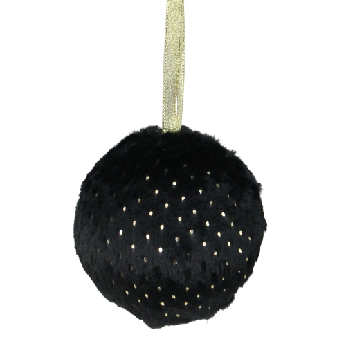 NORTHLIGHT  And Gold Dots Traditional Christmas Ball Ornament 4" (101Mm) In Black