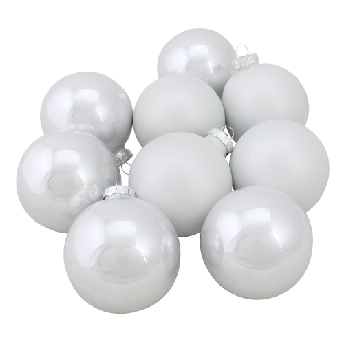 NORTHLIGHT  9Ct Shiny And Matte Glass Ball Christmas Ornaments 2.5" (65Mm) In White Love them! They could have been packed so much more secure