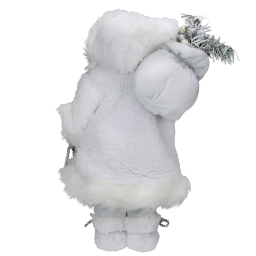 12" Elegant White Frost Standing Santa Claus Christmas Figure with Lantern