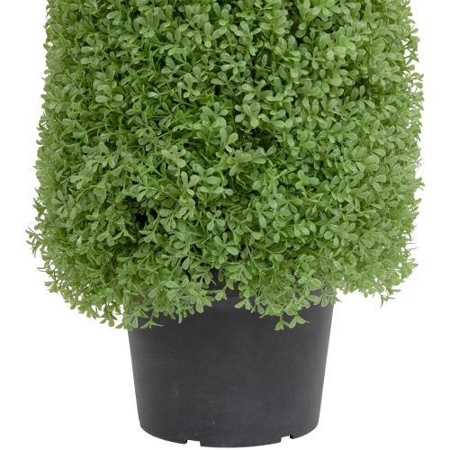 4' Artificial Boxwood Cone Topiary Tree with Round Pot, Unlit