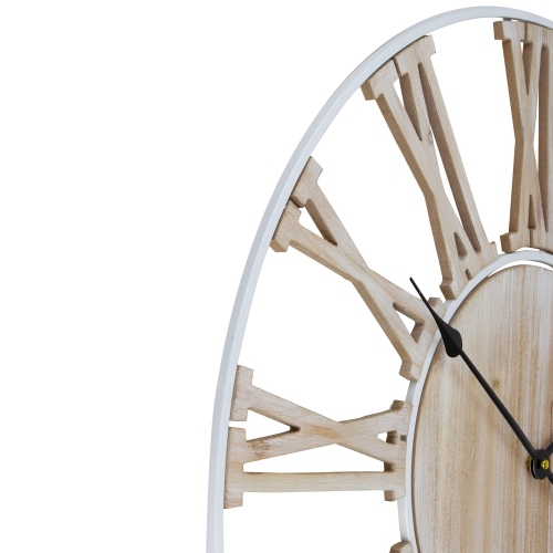 Wood and Metal Roman Numeral Battery Operated Round Wall Clock - 28"