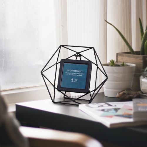 Cadre photo contemporain hexagonal - pour une photo de 4 x 4 po - 8 po - Noir