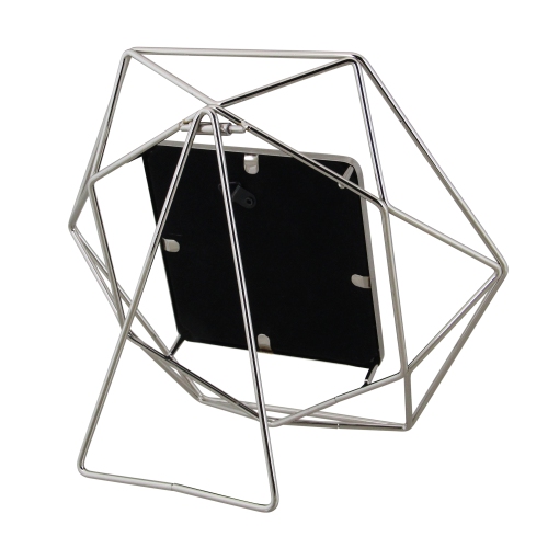 Cadre photo contemporain hexagonal - pour une photo de 4 x 4 po - 9,5 po - Argenté