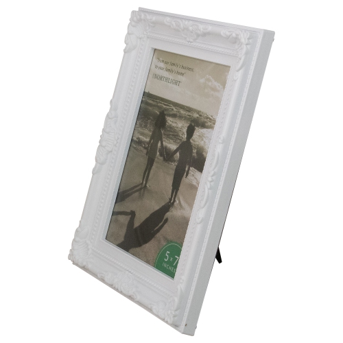 Cadre photo rectangulaire de style victorien, pour photo de 5 x 7 po, 8,5 po, blanc