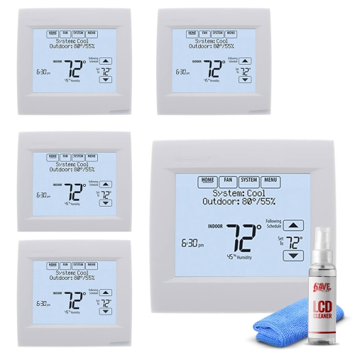 5-Pack Honeywell VisionPRO 8000 Thermostat - White + LCD Cleaner