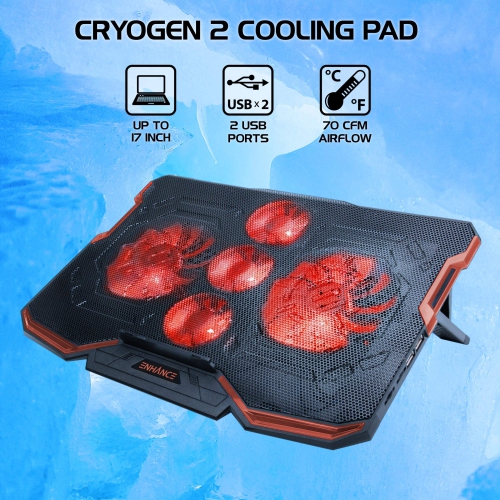 ENHANCE Cryogen Gaming Laptop Cooling Pad - Fits 17 in. Computer, PS4 - Adjustable Laptop Cooling Stand with 5 Quiet Cooler