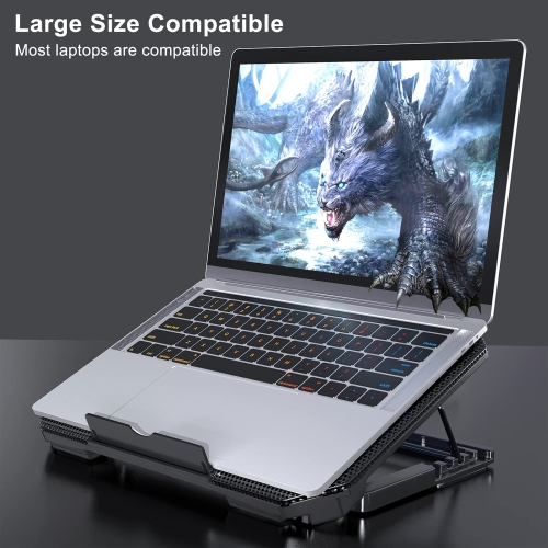 LIENS Laptop Cooling Pad with Adjustable Height Two 5.1 Inches Fan 2 USB Ports Suitable for 12"-15.6" Laptops?Black?