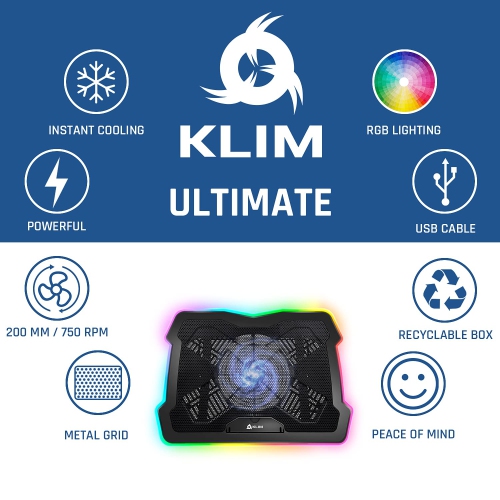 ??KLIM™ Ultimate + Laptop Cooling Stand with RGB backlighting + 11" - 17" + Gaming Laptop Cooling Pad for Desk + New 2022 +