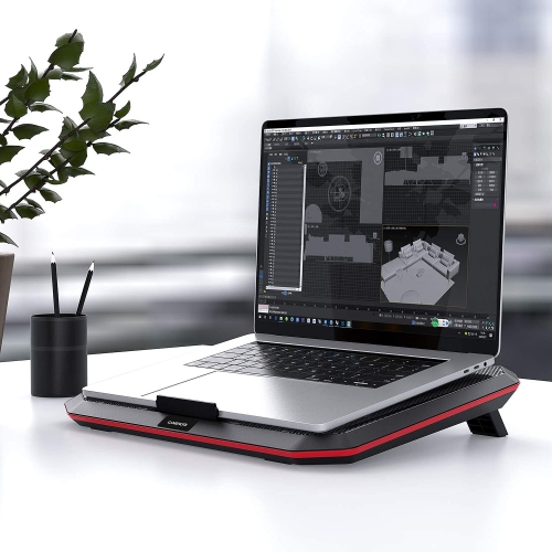 Gamenote Laptop Cooling Pad with 4 Fans for Up to 17 Inch Laptop, Cooler Pad with Blue LED Light, Dual 2 USB Ports and Adjus