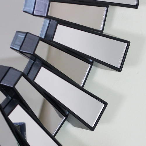 25.5" Round Matte Black Aztec Sunburst Wall Mirror