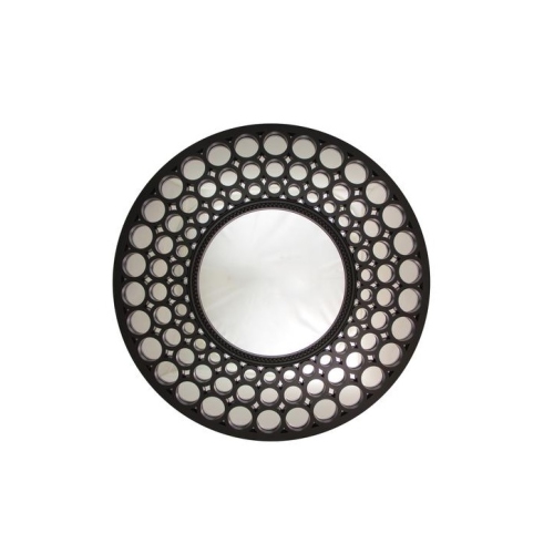 NORTHLIGHT  24.75" Glamorous Cascading Orbs Framed Round Wall Mirror In Black