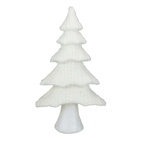 16.75" Cream Cable Knit Christmas Tree Tabletop Decoration
