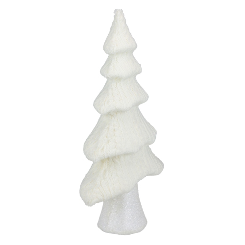 16.75" Cream Cable Knit Christmas Tree Tabletop Decoration