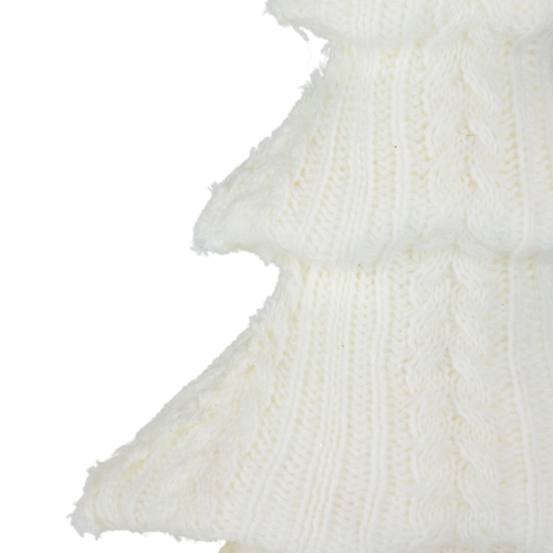 16.75" Cream Cable Knit Christmas Tree Tabletop Decoration
