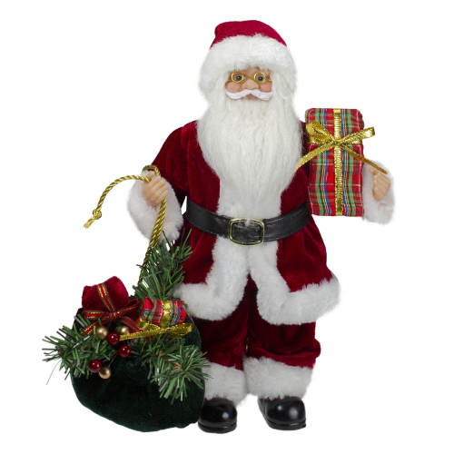 12" Santa Claus Holding Gift Bag and Presents Christmas Figure