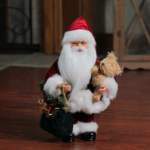 12" Santa Claus Holding Gift Bag and Presents Christmas Figure