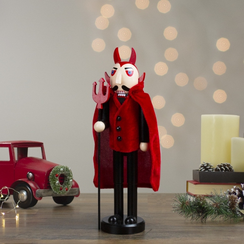 14" Red and Black Devil Holding Pitch Fork Halloween Nutcracker