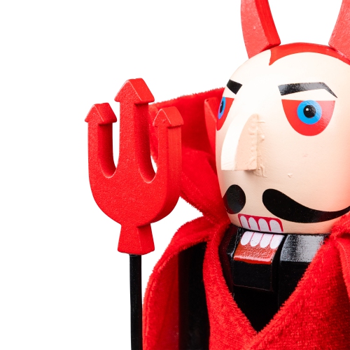14" Red and Black Devil Holding Pitch Fork Halloween Nutcracker