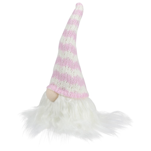 7.5" Pink and White Striped Hat Spring Gnome