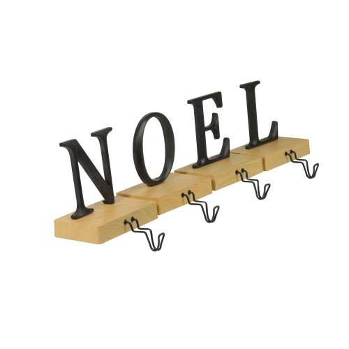 Set of 4 Brown and Black "NOEL" Christmas Stocking Holder 6"