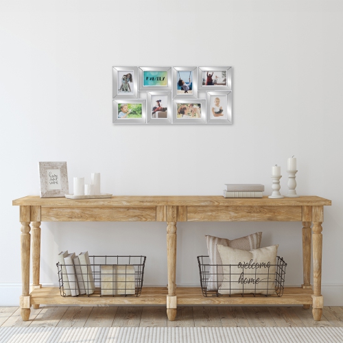 Mirrored Collage Wall Picture Frame - 28" - Silver and White