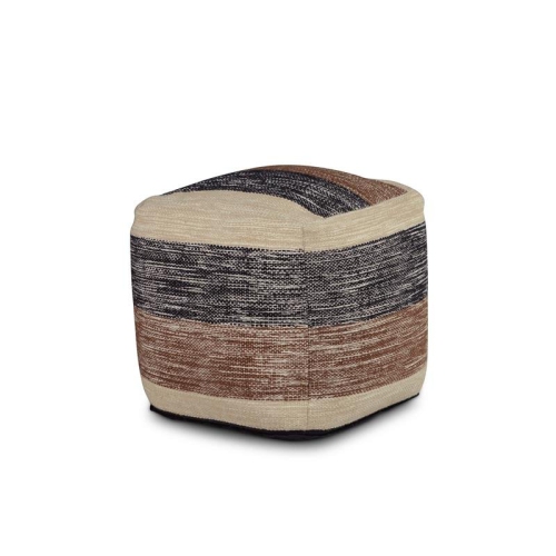 Steve Silver Jamal Square Handwoven Beige/ Brown/ Black Wool Pouf