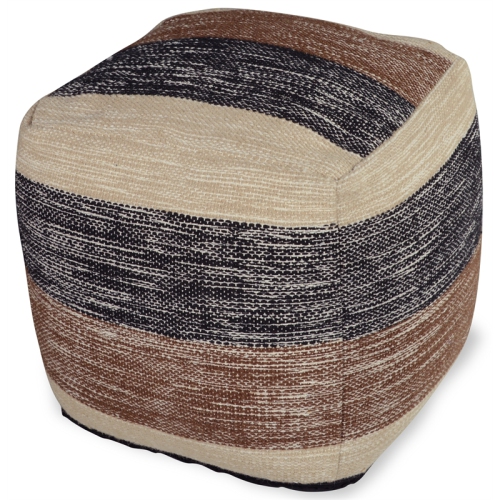 Steve Silver Jamal Square Handwoven Beige/ Brown/ Black Wool Pouf