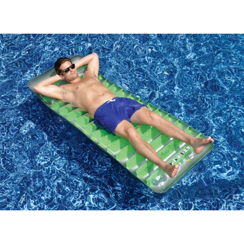 76" Inflatable Green and Gray Sun Tanning Swimming Pool Mattress Raft