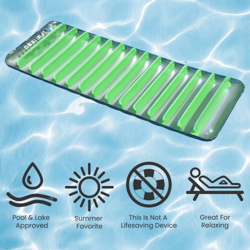 76" Inflatable Green and Gray Sun Tanning Swimming Pool Mattress Raft