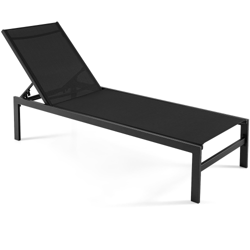 Marque Gymax, Lot de 2 pièces Chaise longue de Patio réglable avec dossier à 6 positions Noir