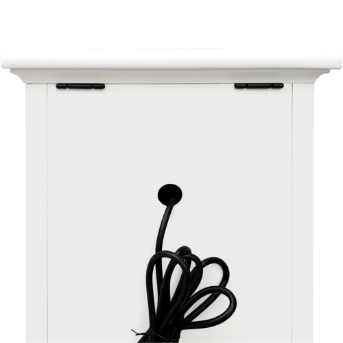 Charlestown Modern Farmhouse Soft White Wood Storage End Table with USB