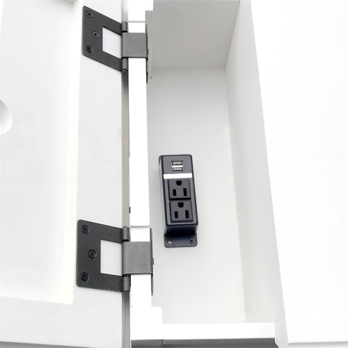 Charlestown Modern Farmhouse Soft White Wood Storage End Table with USB