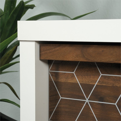 Sauder Harvey Park 6 Drawer Double Dresser in Soft White and Walnut