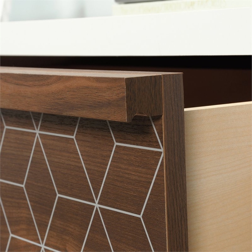 Sauder Harvey Park 6 Drawer Double Dresser in Soft White and Walnut