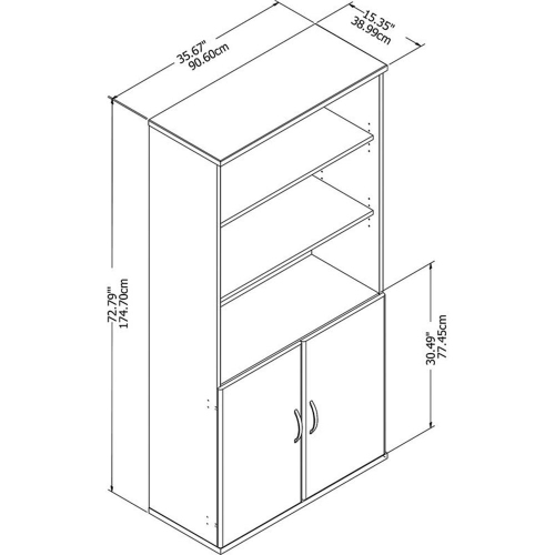 Studio C 5 Shelf Bookcase with Doors in Platinum Gray - Engineered Wood