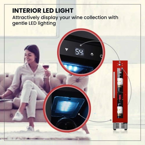 ÉQUATEUR 9 bouteilles REFRIGERATEUR 1 zones autoportant/Bâton 7 couleurs LED 110 V