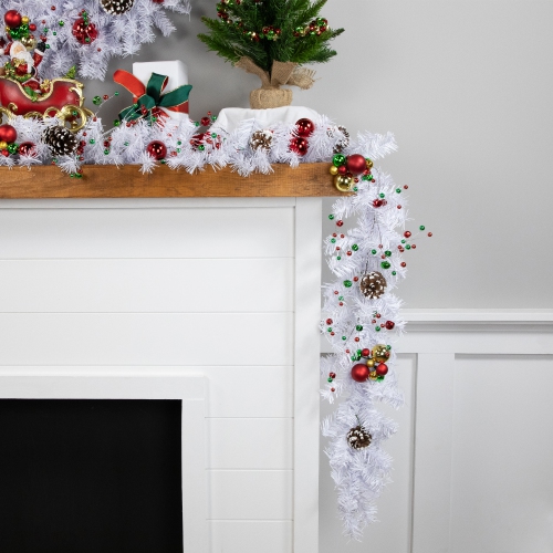 Commercial Length White Canadian Pine Artificial Christmas Garland - 100' x 8" - Unlit