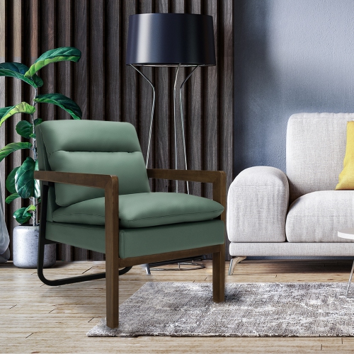 Gymax Set of 2 Single Sofa Chair Leisure Accent Chair w/ Wooden Armrests & Legs Green