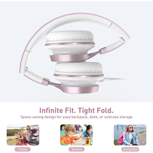 Dolaer MS300 Wired Headphones with Microphone Folding Lightweight Headset for Cellphones Tablets Smartphones Chromebook Laptop Computer Zoom Skype