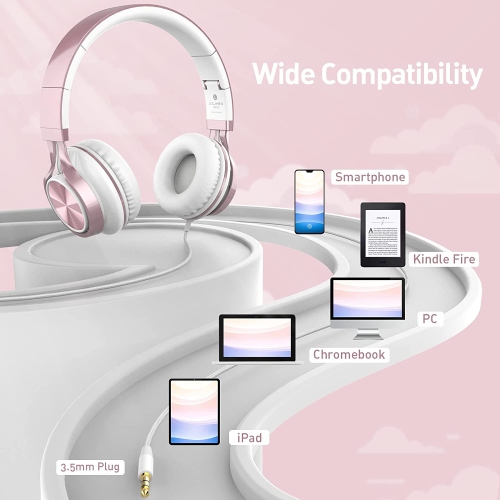 Dolaer MS300 Wired Headphones with Microphone Folding Lightweight Headset for Cellphones Tablets Smartphones Chromebook Laptop Computer Zoom Skype