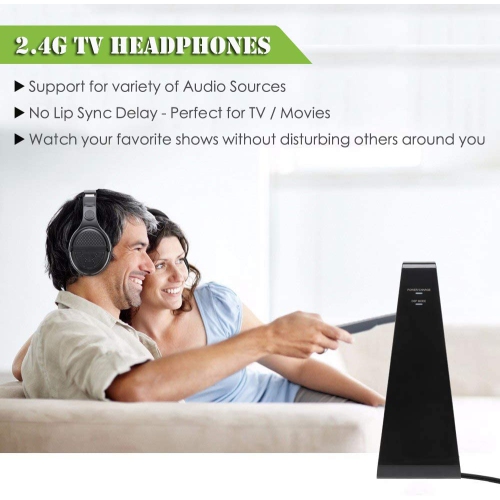 Dolaer Wireless Headphones for TV Watching Gaming PC with 2.4GHz RF Transmitter Charging Dock 150ft Range DSP Hi-fi Stereo with Microphone Zero