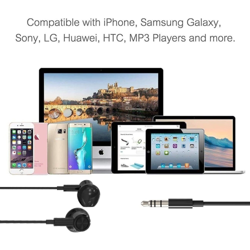 Écouteurs bouton haute résolution à isolation sonore Dolaer Extra Bass écouteurs bouton avec fil et microphone pour iPhone, iPad, MP3, Huawei,