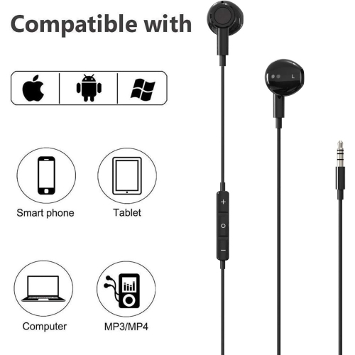Écouteurs bouton haute résolution à isolation sonore Dolaer Extra Bass écouteurs bouton avec fil et microphone pour iPhone, iPad, MP3, Huawei,