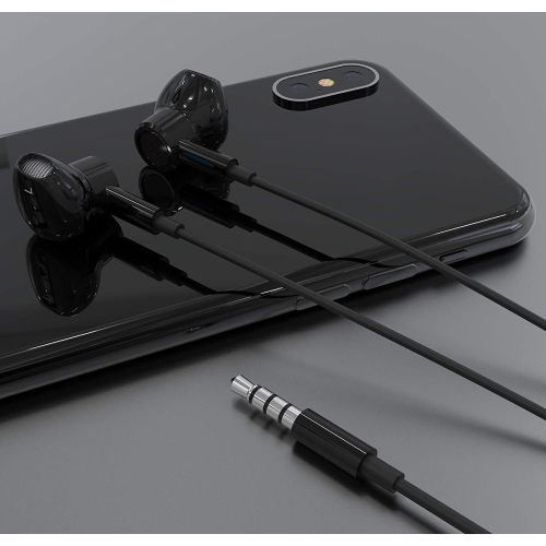 Écouteurs bouton haute résolution à isolation sonore Dolaer Extra Bass écouteurs bouton avec fil et microphone pour iPhone, iPad, MP3, Huawei,