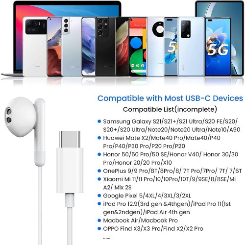 Dolaer USB C Headphones/Earphones, in Ear USB C Earphones, Type C Earphone with Microphone and Volume Control Earbuds Headset Compatible with Pixel