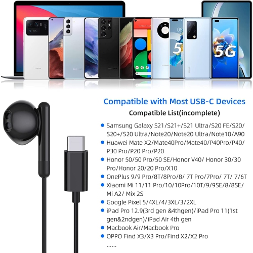 Dolaer USB C Headphones/Earphones, in Ear USB C Earphones, Type C Earphone with Microphone and Volume Control Earbuds Headset Compatible with Pixel