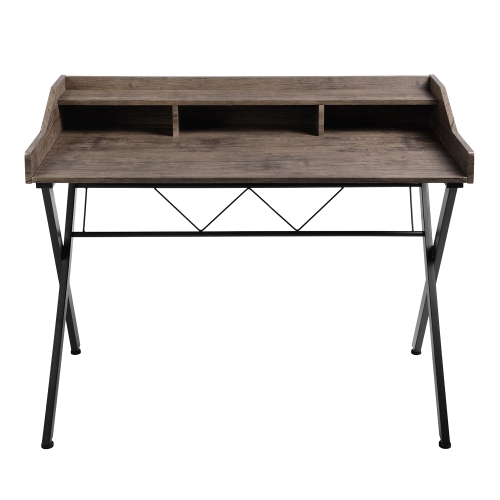 Homylin Mid-Century style 110cm width Writing Desk With 4 Spacious exterior shelving