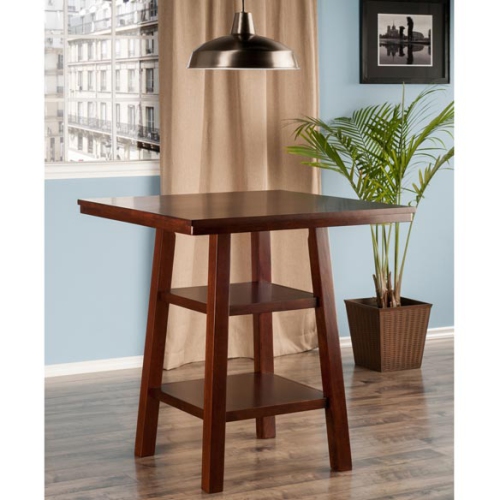 Orlando 5-Pc High Table with Cushion Seat Counter Stools, Walnut and Black